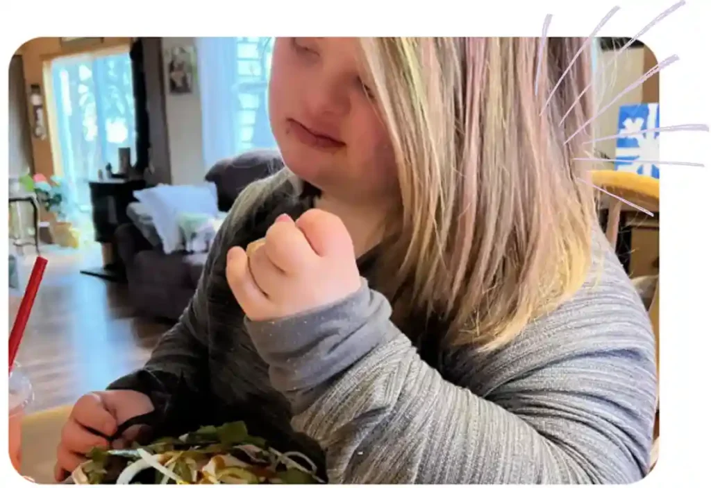 autistic girl eating