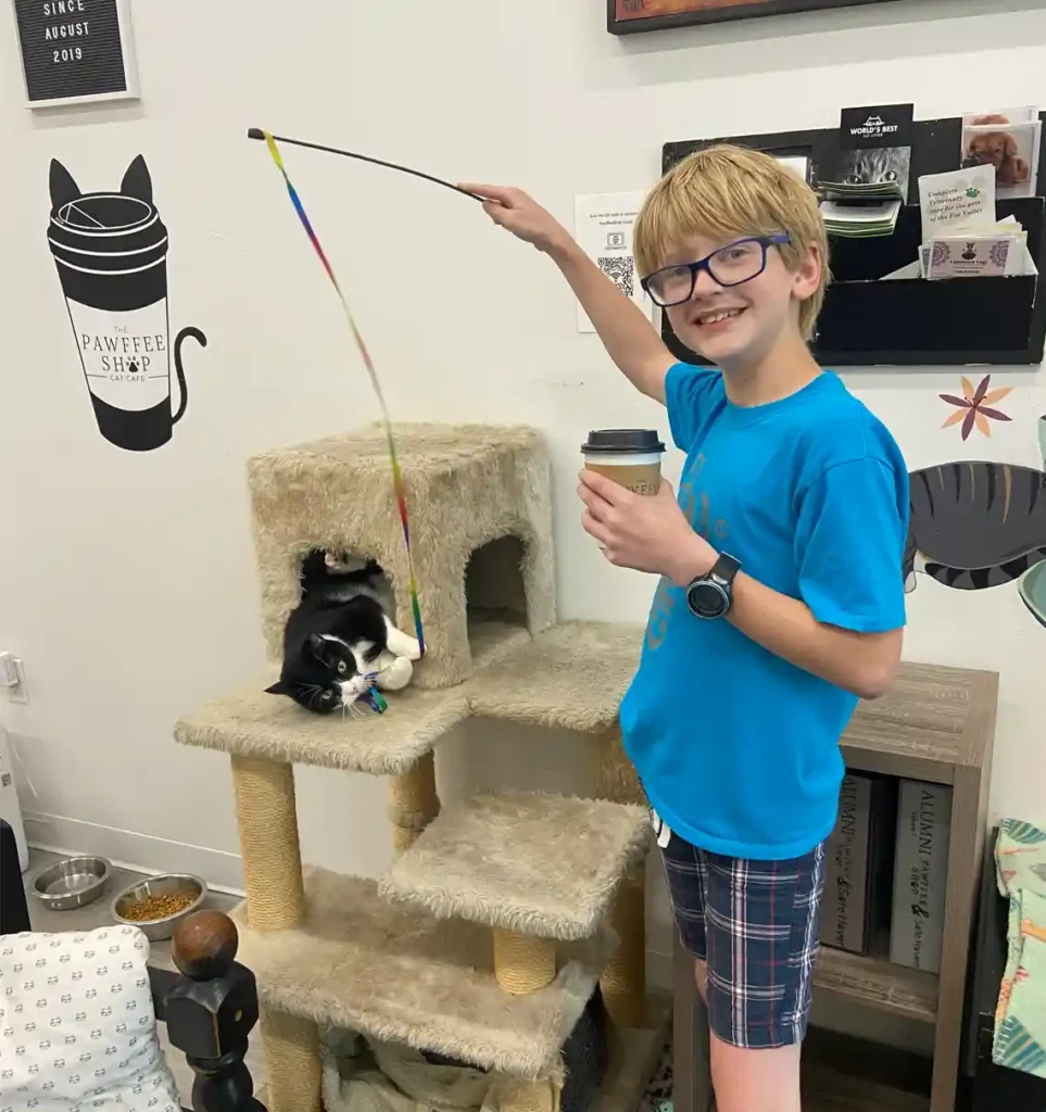 Boy Playing With a Cat